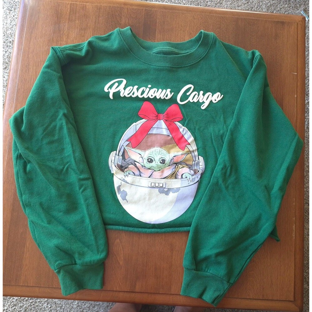 Star Wars Grogu Precious Cargo Christmas Sweatshirt Green Adult L